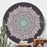 Klebefieber Runde Mustertapete selbstklebend Mandala Ornament in Rose und Blau