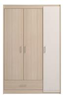 Kauf-unique Kleiderschrank IPLIA - 3 Türen & 1 Schublade - B. 112 cm - Eiche & Weiß