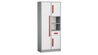 Stylefy Gael Kleiderschrank III Weiß Grau Rot