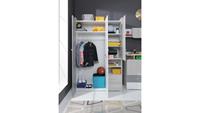 Stylefy Rono Kleiderschrank I Weiß Hochglanz Eiche Wilton Weiss Grau