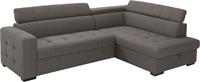 Exxpo - Sofa Fashion Ecksofa, Steppung im Sitzbereich, Wahlweise mit Bettfunktion und Bettkasten, inklusive 3 verstellbaren Kopfstützen