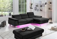 Cotta Ecksofa Komaris, mit Kopf- bzw. Rückenverstellung, wahlweise mit Bettfunktion, Bettkasten und RGB-LED-Beleuchtung