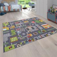 PACO HOME Spielteppich Kinderteppich Kinderzimmer Straßenteppich Straßen Design, In Grau 100x200 cm