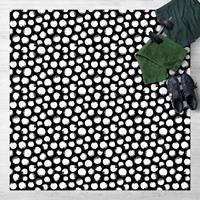 Bilderwelten Vinyl-Teppich - Weiße Tusche Polkadots auf Schwarz - Quadrat 1:1 