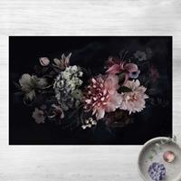 Bilderwelten Vinyl-Teppich - Blumen mit Nebel auf Schwarz - Querformat 2:3 