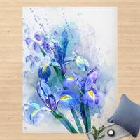 Bilderwelten Vinyl-Teppich - Aquarell Blumen Iris - Hochformat 4:3 