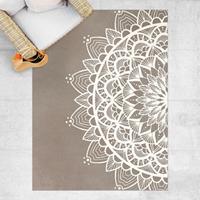Bilderwelten Vinyl-Teppich - Mandala Illustration shabby weiß beige - Hochformat 4:3 
