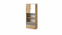 Stylefy Narin Kleiderschrank IV Eiche Artisan Dekor Weiß Matt Grau Matt