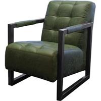 HomingXL Industriële fauteuil Salina | Lederlook Missouri groen 10 | 60 cm breed
