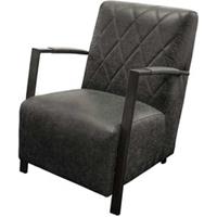 HomingXL Industriële fauteuil Isabella | lederlook Missouri antraciet 09 | 66 cm breed