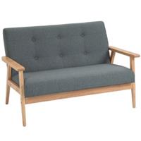 HOMdotCOM Sofa tweepersoons - Hout - Grijs - 115 x 66,5 x 73 cm