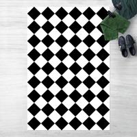 Bilderwelten Vinyl-Teppich - Geometrisches Muster gedrehtes Schachbrett Schwarz Weiß - Hochformat 3:2 