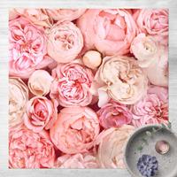 Bilderwelten Vinyl-Teppich - Rosen Rosé Koralle Shabby - Quadrat 1:1 