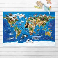 Bilderwelten Vinyl-Teppich - Animal Club International - Weltkarte mit Tieren - Querformat 2:3 