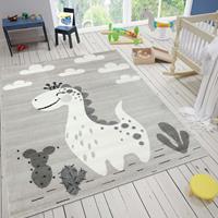 VIMODA Kinderteppich Teppich Kinderzimmer Babyteppich mit lächelndem Dinosaurier für Mädchen und Jungs ,120x170 cm