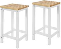 SoBuy 2er Set Stuhl Holzstuhl Essstuhl Küchenstuhl Hocker zum Küchenwagen weiß