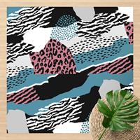 Bilderwelten Vinyl-Teppich - Animalprint Zebra Tiger Leopard Asien - Quadrat 1:1 