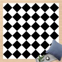 Bilderwelten Vinyl-Teppich - Geometrisches Muster gedrehtes Schachbrett Schwarz Weiß - Quadrat 1:1 