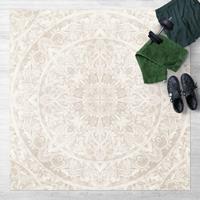 Bilderwelten Vinyl-Teppich - Mandala Aquarell Ornament beige - Quadrat 1:1 
