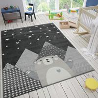 VIMODA Kinderteppich Babyteppich VIMO | Kinderteppich für Mädchen und Jungs mit lächelndem Bären Motiv | Teppich für Kinderzimmer | Farbe: Grau