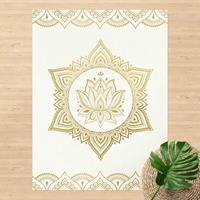 Bilderwelten Vinyl-Teppich - Mandala Lotus Illustration Ornament weiß gold - Hochformat 4:3 
