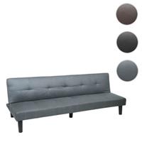 HWC Mendler 3er-Sofa mit Schlaffunktion, Stoff/Textil grau