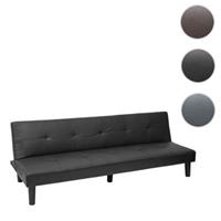 HWC Mendler 3er-Sofa mit Schlaffunktion, Kunstleder schwarz