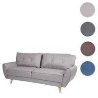HWC Mendler 3er-Sofa mit Schlaffunktion grau
