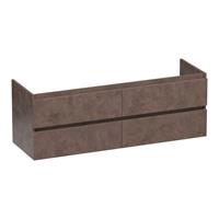 Saniclass Solution Wastafelonderkast - 140x46x50cm - 4 softclose greeploze lades - 2 sifonuitsparing - MFC - Rusty OK-SL140RU