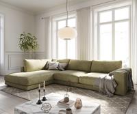 DELIFE Ecksofa Cubico 325x225 cm Strukturstoff Olive Ottomane links