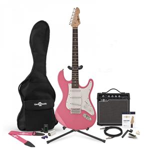 Gear4Music LA Elektrische Gitaar + 15 W Compleet Pakket Roze