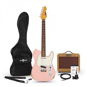 Gear4Music Knoxville Select Legacy Gitaar + Tweed Versterkerpakket Soft Pink