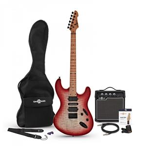 Gear4Music LA Select Modern Elektrische Gitaar + Versterkerpakket Lava Burst