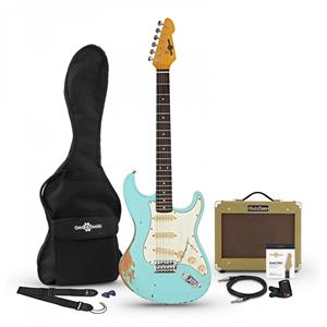 Gear4Music LA Select Legacy Gitaar + Tweed Versterkerpakket Lagoon Blue