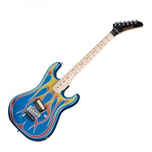 kramerguitars Kramer Guitars Custom Graphics Baretta "Hot Rod" Blue Sparkle with Flames with EVH D-Tuna and Premium Gigbag