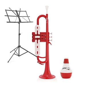 Gear4Music playLITE Hybride Trompet van  Rood + Muziekstandaard & Demper