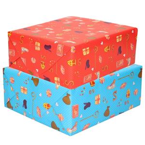 Bellatio Setje van 6x rollen Sinterklaas inpakpapier/cadeaupapier 2,5 x 0,7 meter 2 soorten prints -