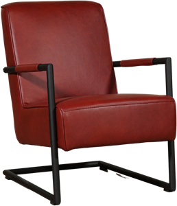 ShopX Leren fauteuil lodge 138 rood, rood leer, rode stoel