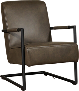 ShopX Leren fauteuil lodge 126 grijs, grijs leer, grijze stoel