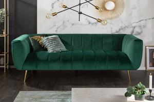 riess-ambiente Sofa NOBLESSE 225cm smaragdgrün / gold, Einzelartikel 1 Teile, Wohnzimmer · Samt · Metall · 3-Sitzer · Federkern · Retro Design