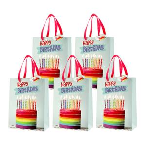 Cepewa Set van 8x stuks papieren verjaardag giftbags/cadeau tasjes verjaardagstaart 17 x 23 x 9 cm -