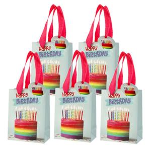 Cepewa Set van 12x stuks papieren verjaardag giftbags/cadeau tasjes Happy Birthday 11 x 14 x 6 cm -