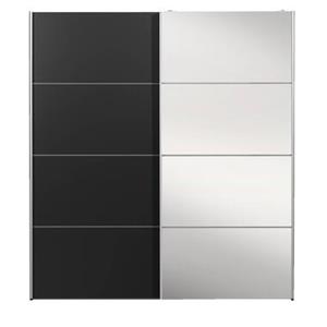 Leen Bakker Schuifdeurkast Verona zwart - zwart/spiegel - 200x182x64 cm