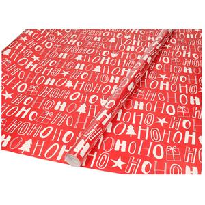 Kerst inpak/cadeaupapier - 6x stuks - 200 x 70 cm - rood Ho Ho Ho -