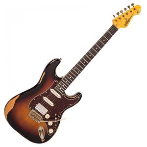 Vintage V6 HSS Icon Aged Gloss Relic 3-Tone Sunburst Electric Guitar