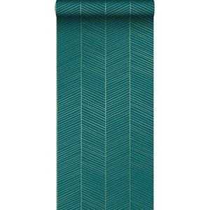 Esta Home ESTAhome behang visgraat-motief smaragd groen en goud - 139200 - 0,53