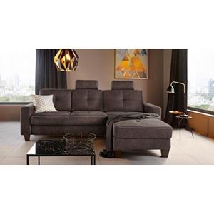 Places of Style Ecksofa "Casoria", Recamiere wahlweise mit elektrischer Relaxfunktion, 2-Sitzer-Element optional mit Vorziehsitz und Bettkasten, Bezug mit Kreuznaht, inkl. Federkern-Polsterung