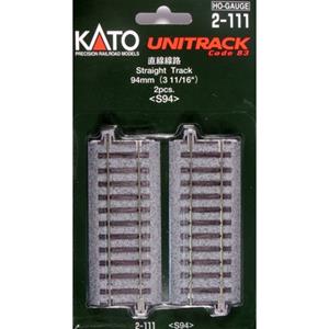 KATO H0  Unitrack 2-111 Rechte rails 94 mm 2 stuk(s)