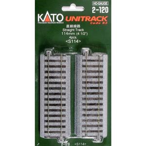 KATO H0  Unitrack 2-120 Rechte rails 114 mm 4 stuk(s)
