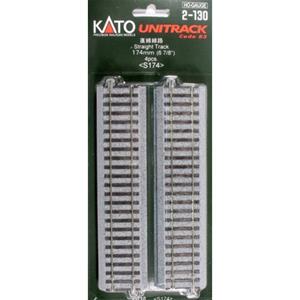 H0 Kato Unitrack 2-130 Rechte rails 174 mm 4 stuk(s)